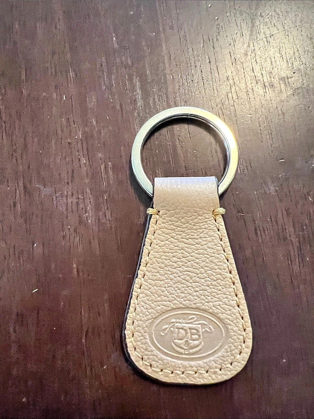 Dooney & Bourke Leather DB Logo Key Fob Brown